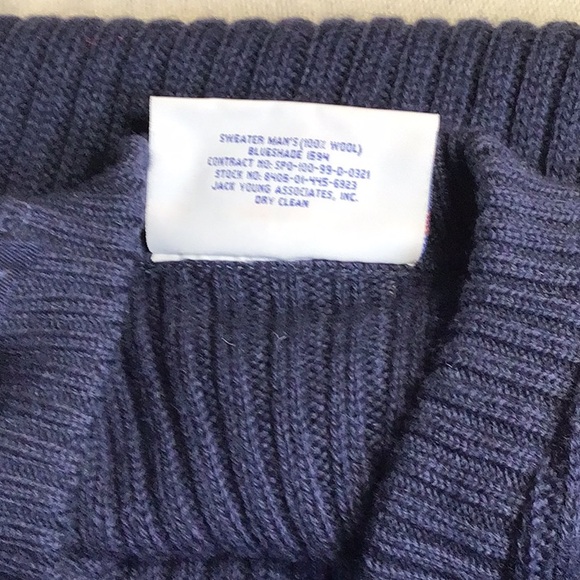 DSCP GUARDIAN COLLECTION Navy Blue military Sz 40 R Ribbed V-Neck wool Sweater - Picture 9 of 10